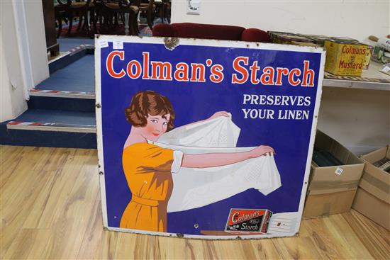 A Colmans Starch preserves your linen enamel advertising sign